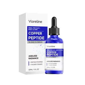 Viareline GHK-Cu Copper Peptide Facial Serum, Glycerin Hydrating Essence Liquid, Brightening Even Skin Tone Fast Absorb Multi-use Skin & Hair Nourishing Serum