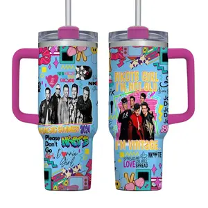 NKOTB Block Tumbler 40oz, New Kids On The Block Fan Stainless Steel Cup, Boy Band Merch Insulated Travel Mug, 90s Pop Music Lover Gift