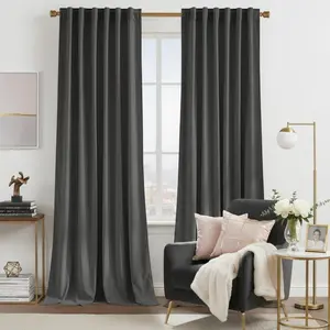 NICETOWN Grey Luxury Velvet Curtain Panels, Home Decoration Back Tab Window Treatment for Living Room/Bedroom/Home Theatre/Foyer Door/Sliding Glass Door/Dorm (2 Panel Per Pack, 96 inches Long)