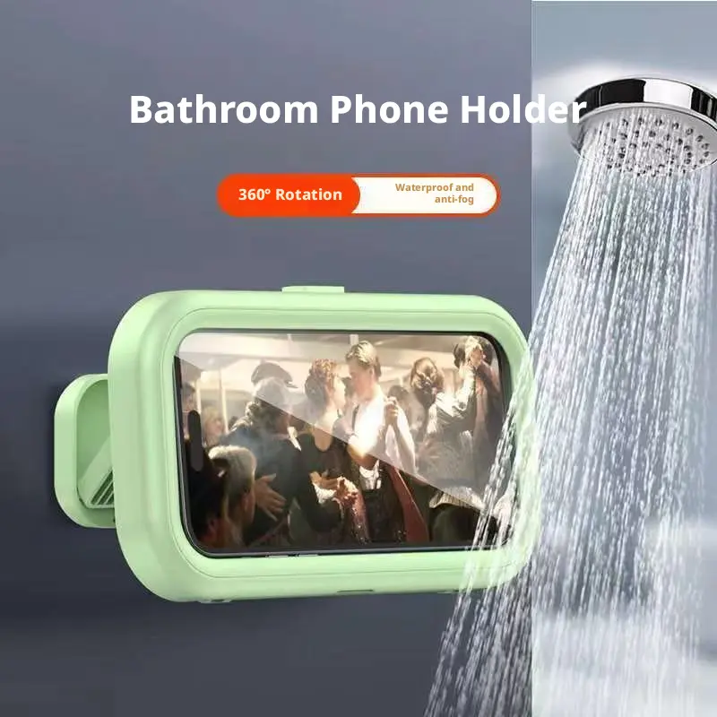 Waterproof Shower Phone Holder - Wall Mount with 480° Rotation, Anti-Fog Screen, High Sensitivity, Fits 4-7" Phones