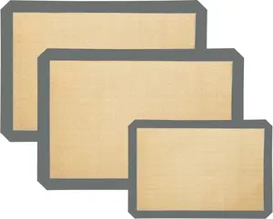 3-Pack Non-Stick Silicone Baking Mat Food Safe Mats for Cookies & Macarons Gray Color Non-Stick Property Easy Cleanup Versatile for Home & Professional Bakers