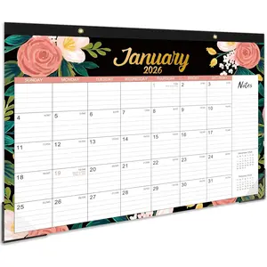 2026 Desk Calendar - 12 Months Large Desk Calendar 2026, 17"x 12", JAN. 2026 - DEC. 2026, 2026 Desktop Calendar with Ruled Blocks,  Line, 2 Corner Protectors,  Holes, Thick Paper