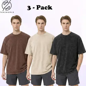 Premium Oversized T-Shirt 3-Pack Bundle – Heavyweight Cotton Baggy Relaxed Fit Streetwear Tee, Soft Breathable Fabric Casual Everyday Outfit Essential