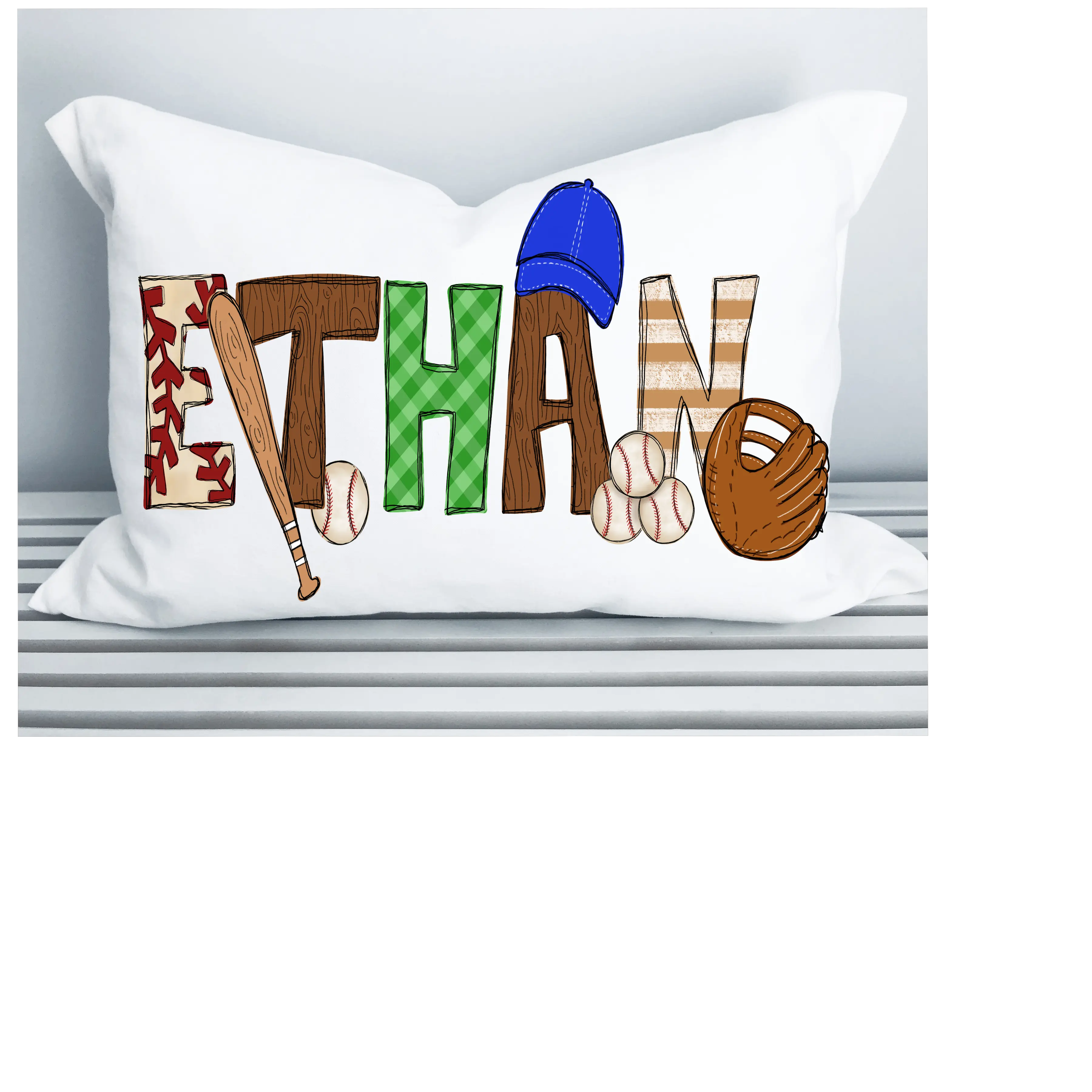 Personalized Baseball Pillowcases , Fits all standard size pillows, Great for camp or college