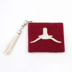 Handmade Beaded Pearl Gameday Custom Coin Purse | Bag for Clear Stadium Bags | Oklahoma Sooners | Boomer | 405 Local Original | OU I Beat Texas