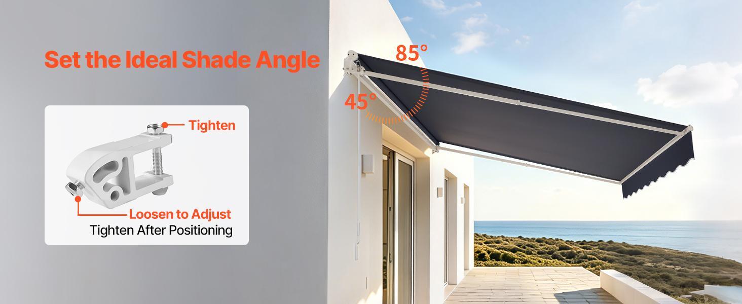 VEVOR Manual Retractable Awning, 11.5' x 9.8' Outdoor Patio Awning Retractable Sun Shade, Patio Door Window Water-Resistant Polyester Sunshade Shelter with Crank Handle for Deck, Balcony, Yard, Gray VEVOR Manual Retractable Awning, 11.5' x 9.8' Outdoor Patio Awning Retractable Sun Shade, Patio Door Window Water-Resistant Polyester Sunshade Shelter with Crank Handle for Deck, Balcony, Yard, Gray