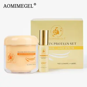 Aomimegel Collagen Hair Mask Deep Repair Moisturizing Care Set, rich in abundant hair collagen and argan oil, solves the problems of dry and damaged hair, protects hair quality, 500ml + 60ml