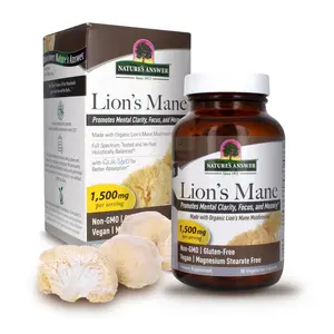 Nature's Answer Lion's Mane 1,500mg 90 Capsules | Cognitive Support | Vegan | Non-GMO | Gluten-Free | Cruelty-Free | No Artificial Flavors or Preservatives | Single Count