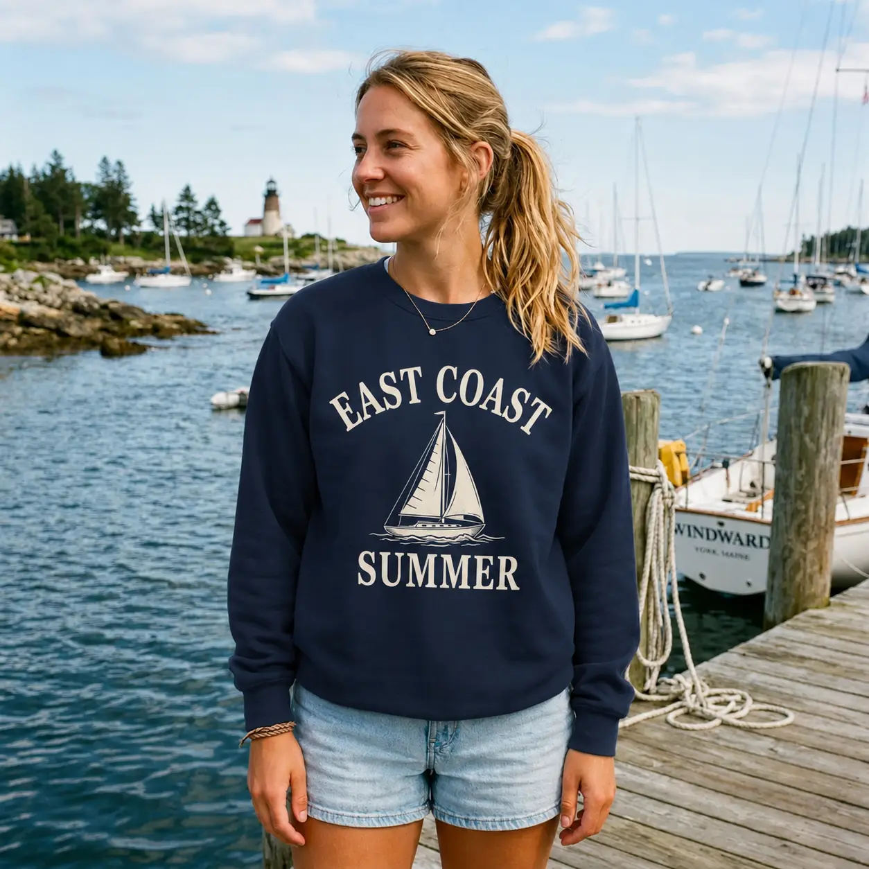 East Coast Summer Sweatshirt | Coastal Crewneck | Nautical Sailing Sweatshirt | New England Coastal Sweatshirt | Preppy Beach Sweatshirt
