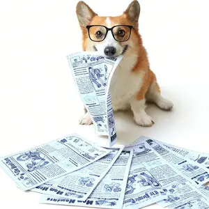 Tear-Resistant Crinkle Paper Dog Toy, Simulated Newspaper Sound Plaything, K Q J Patterned Durable Toy for Corgis and Puppies Outdoor Interactive Bungee squeaky
