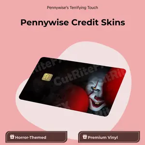 CutRiteFX We All Float Down Here Credit Card Skin - Stephen King's IT Pennywise Vinyl Sticker - Waterproof & UV Resistant - Easy Application - Made in USA