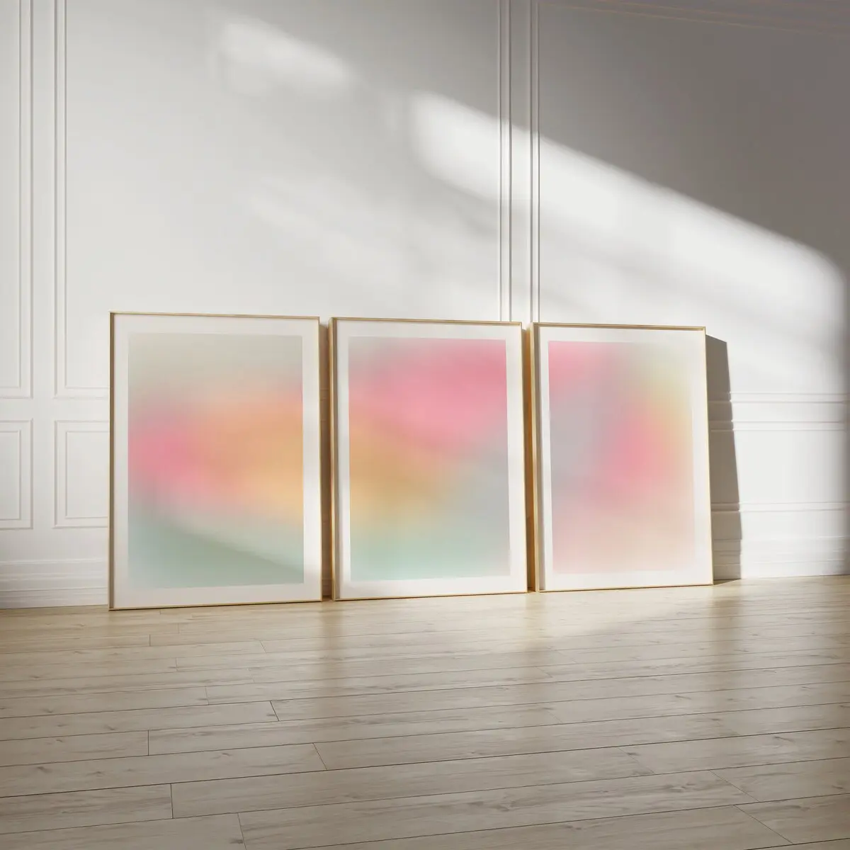 Dorm Room Coquette Pastel Sea Glass Gradient Set of 3 Prints, Set of 3 Soft Pastel Gradient Aura Wall Art Gallery Posters, Room Decor
