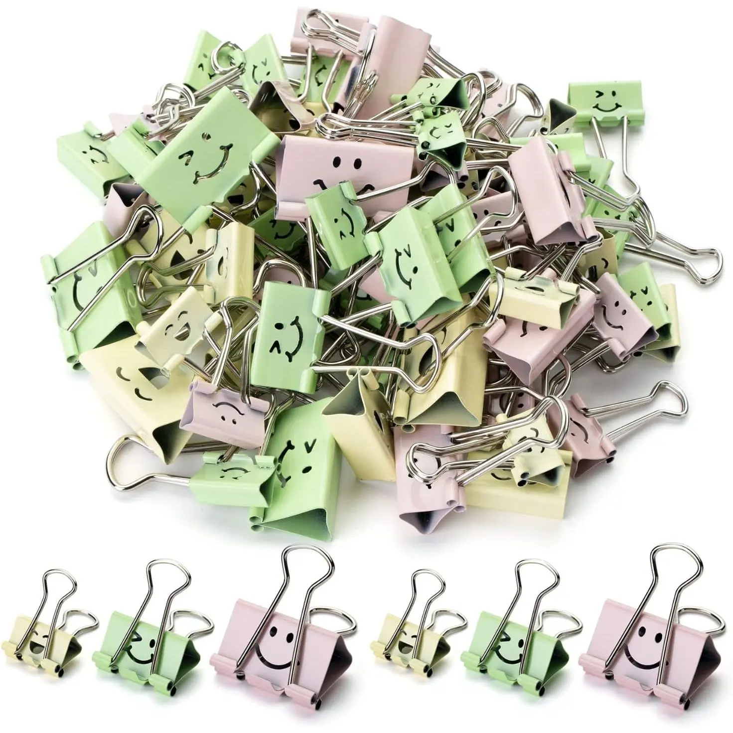 Cute Binder Clips, 80-Count Assorted Colors & Sizes (Medium, Small), Extra Strength Rust-Resistant Office & School Supplies with Durability for Preventing Loss