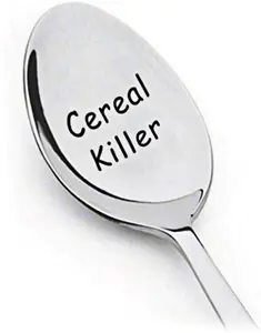 Funny Fathers Day Dad Gifts from Daughter Son - Laser Engraved Cereal Killer Spoon - Stainless Steel Spoons