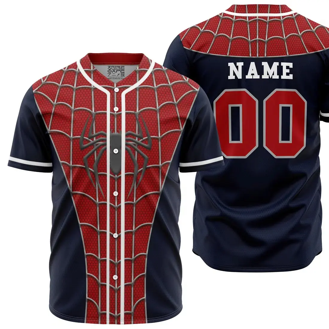 Red Web Hero Inspired Custom Personalized Baseball Jersey - Premium Breathable Short Sleeve Urban Jersey, All-Over Graphic Print Retro Unisex Fashion Gift