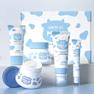 Milk Skin Care Set, Moisturizing Face Lotion & Sunscreen & Eye Cream & Cleansing Milk & Face Cream, Gentle Skin Care Kit for Women, Hydrate