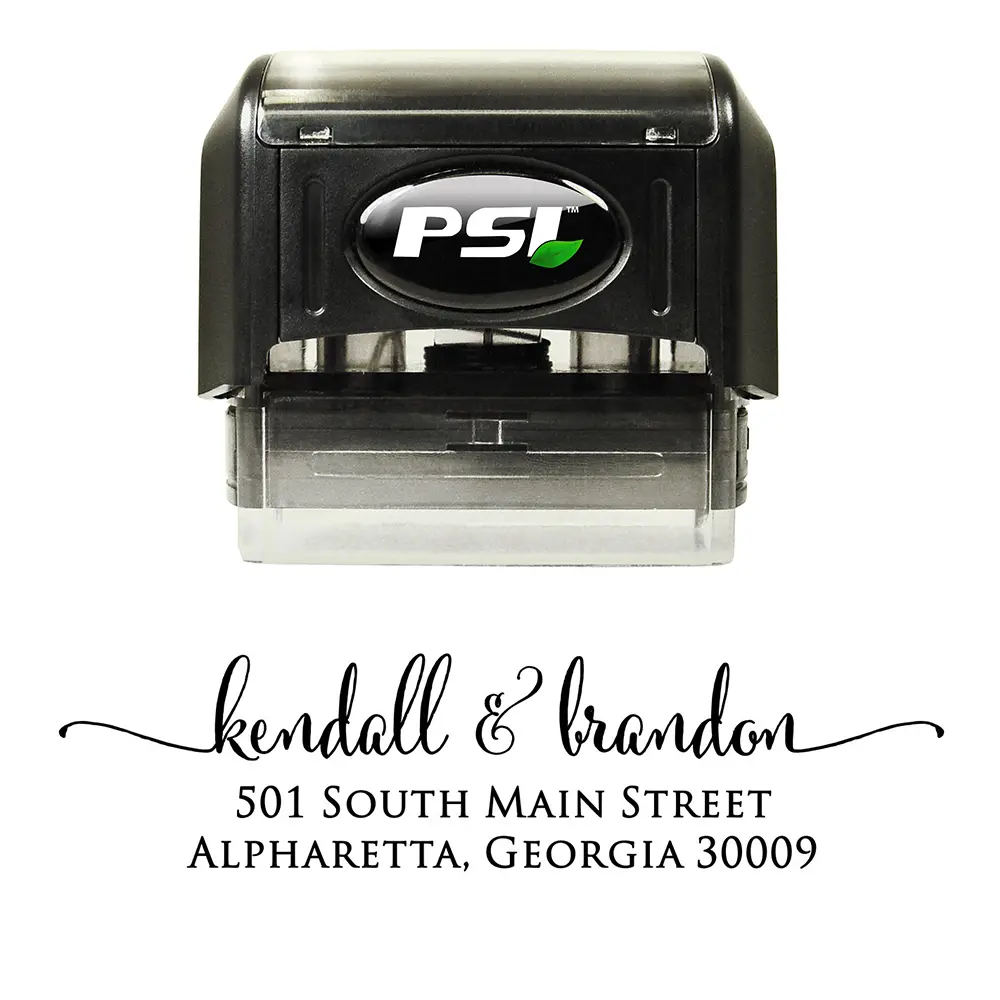 Address Stamp - Pretty Calligraphy Script Font - Custom Self Inking Return Address Stamp for Wedding Invitations Envelopes and Mail, Rubber Stamper Wedding Office Stationery Supplies