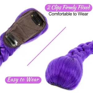Synthetic Braided Purple Hair Ponytail Costume Hairstyle 26inch Long Ponytail with Clips for   Halloween Christmas