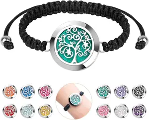 GAb Essential Oil Diffuser Bracelet Set - Stainless Steel Aromatherapy Locket with Adjustable Band, Includes  Refill Pads Gift for Women and Girls