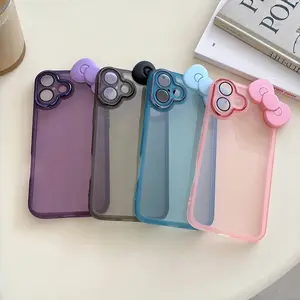 Style Butterfly Knot iPhone Case, Compatible with iPhone 16/15/14/13/12/11/se3/x/XR/XS/max, Half-Transparent Anti-Drop Shell