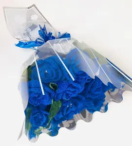Handmade Crochet Blue Rose Bouquet - Eternal Flowers for Graduation & Birthdays