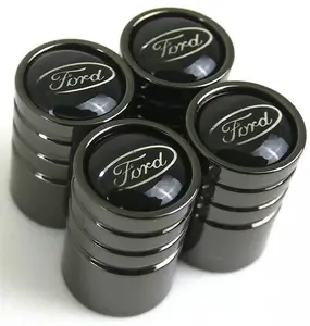 4 Ford Tire Valve Stem Caps For Car, Truck Universal Fitting Metallic Black Vehicle