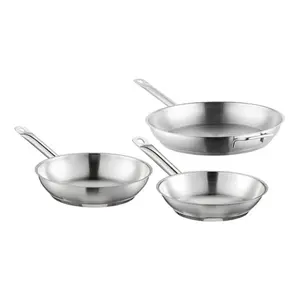 Vigor SS1 Series 3-Piece Induction Ready Stainless Steel Fry Pan Set - 8", 9 1/2", and 12" Frying Pans, Skillet Pan, Steel Pan, Cookware Set, Pan Set, Kitchen Cookware, Nonstick Pan, Heavy Duty Pan, Durable Pan Set