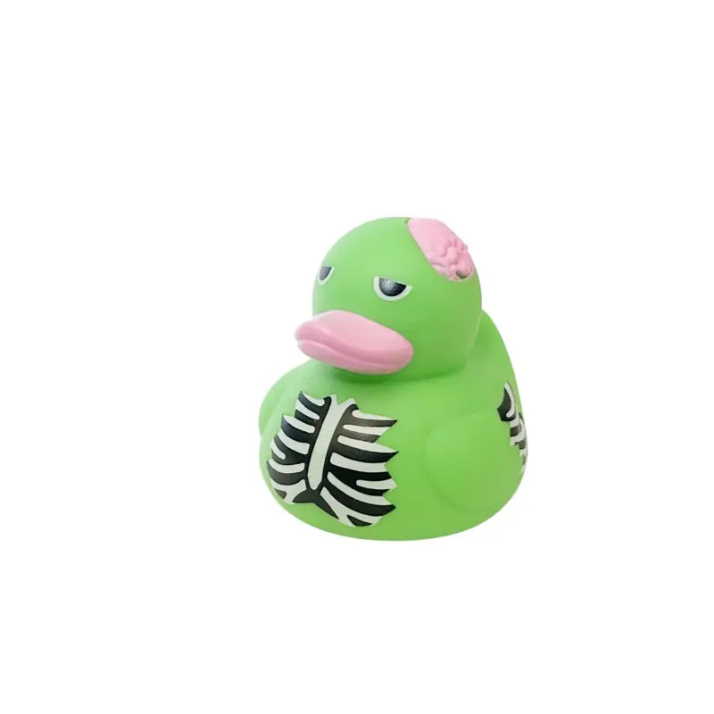 Green Skeleton Brain Zombie Themed Rubber Duck Ducks - Halloween Trick or Treat - Medium Individual - Scary Creepy Design gift Spooky