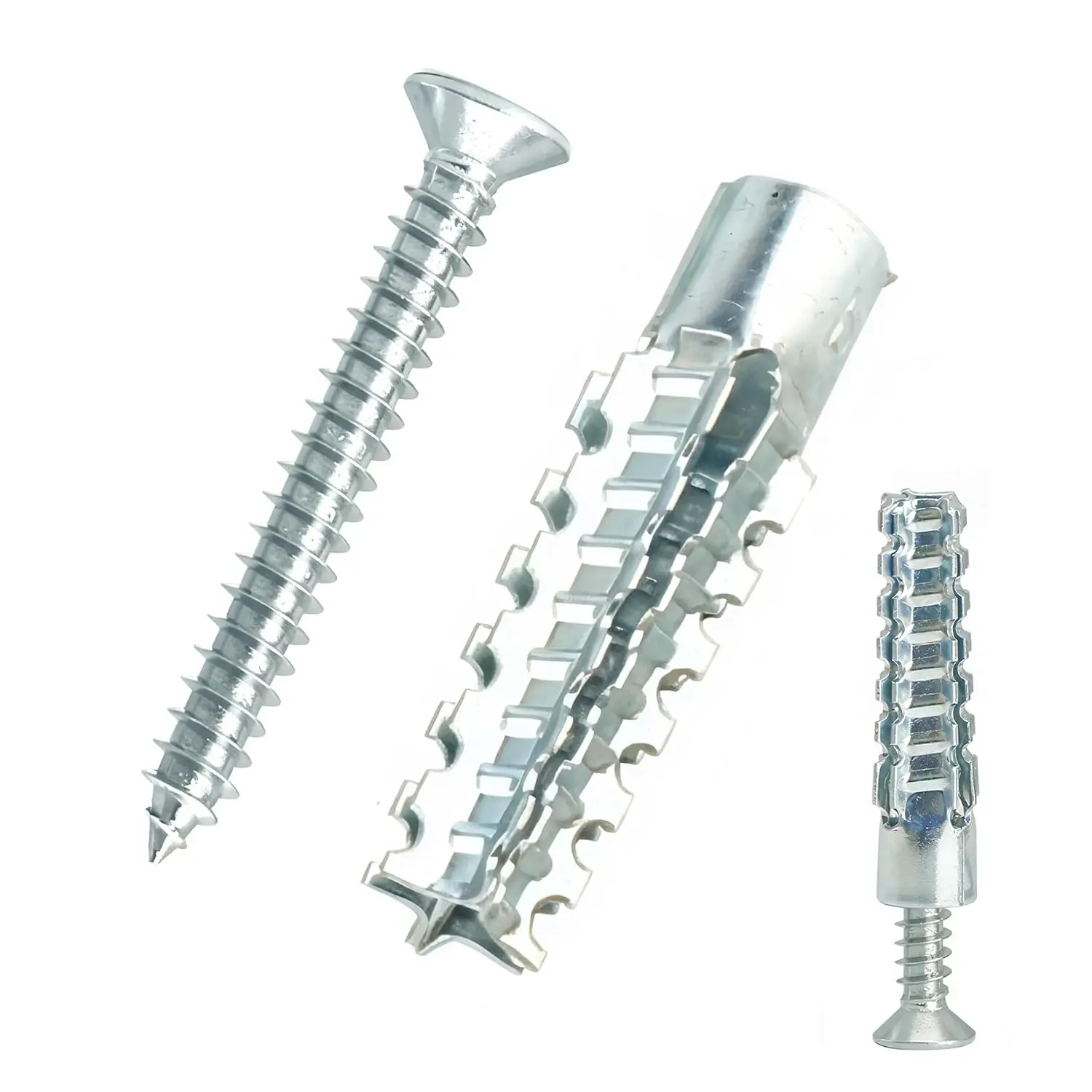 70 Packs Heavy Duty Hollow Wall Anchors with Screws - Drywall Wall Mounting Repair Kits for Loose Hinges, Stripped Holes (6x32mm, Silver), Includes Screws