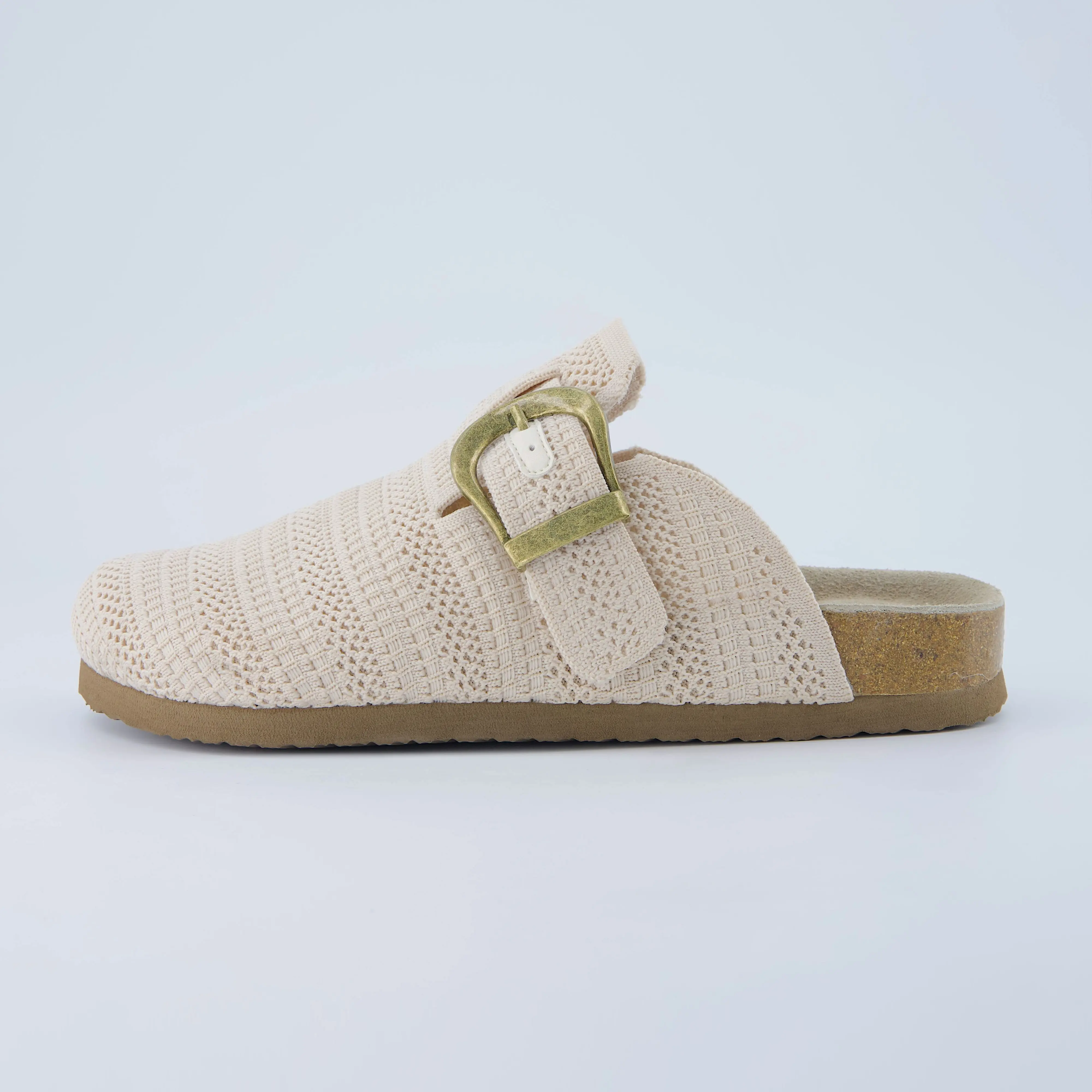 Cushionaire Dumbo Slip On Clogs For Women | Textured Knit Upper Clogs With Adjustable Buckle | Classic Closed Toe Mule Design For Everyday Indoor Outdoor Wear