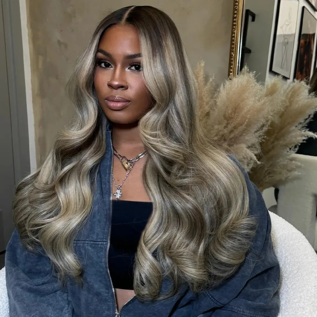 Ash Blonde Highlight Colored Transparent Lace Front Wigs Human Hair Body Wave Lace Frontal Wigs Pre Plucked For Women Highlight Ash BlondeHuman Hair 180% Density 13x4 HD Balayage Glueless Highlight Lace Front Wig Human Hair Pre Plucked