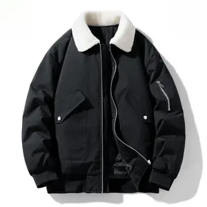 Men's Thick Lambswool Collared Cotton-padded Coat Casual Workwear Warm Jacket Outerwear for Winter with Extra Warmth and Comfort