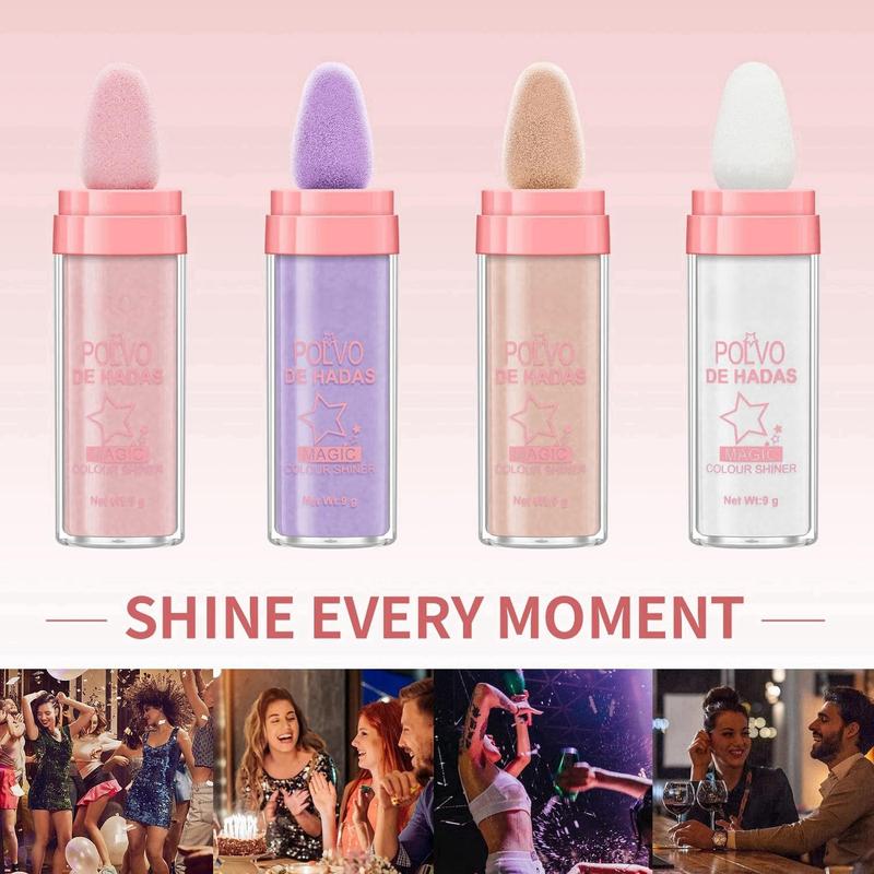 Polvo De Hadas Fairy Highlight Patting Powder Highlighter Body Brightens the Natural Three-dimensional Face Powder Blusher (#04 Fantasy Purple)