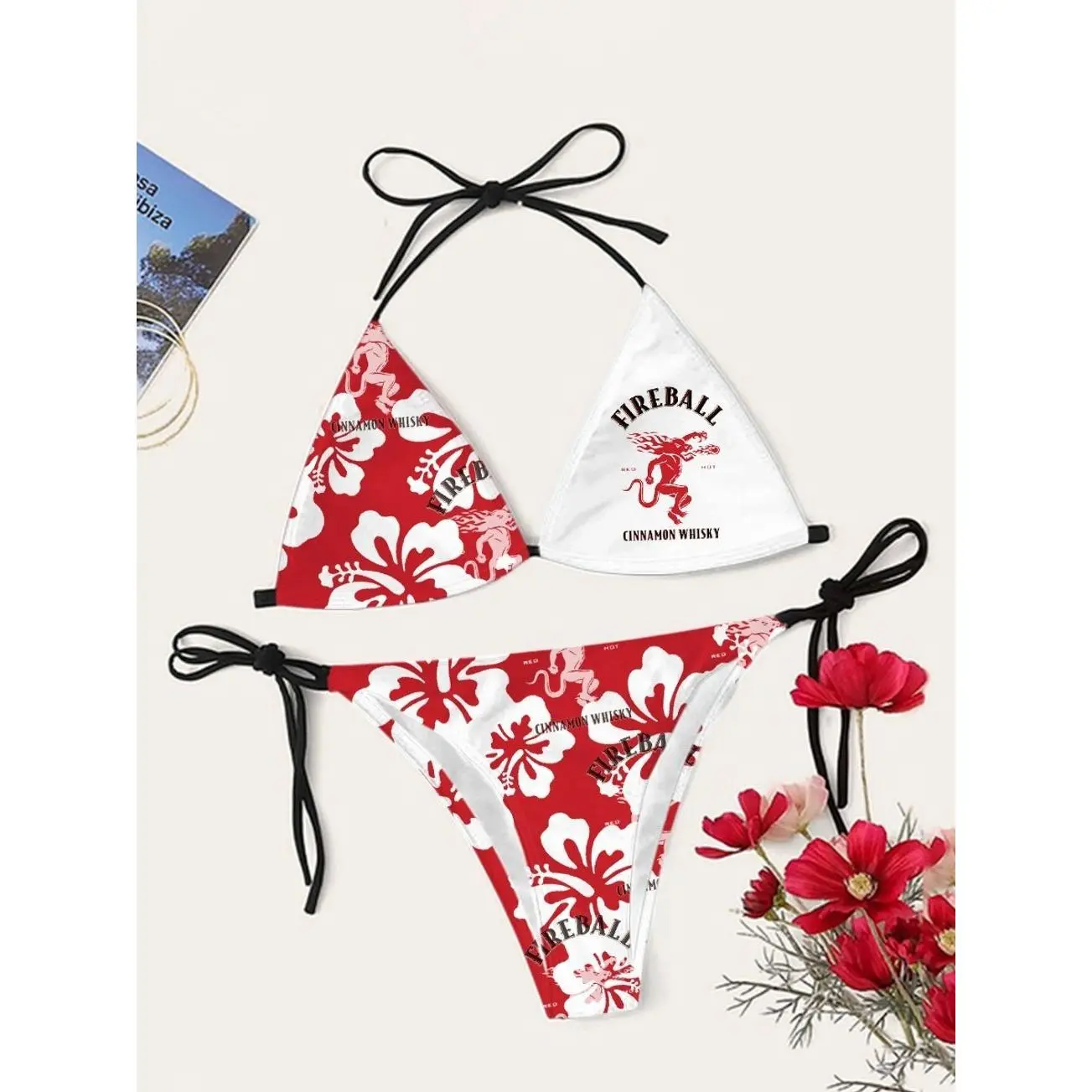 Fireball Whiskey Drinking Triangle Bikini Set