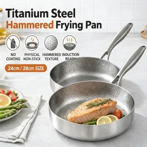 [Durable Non-Stick Skillet] Titanium Steel Hammered Frying Pan | No Coating Non-Stick Skillet, Durable & Easy to Clean, Induction & Gas Stove Compatible, 24cm / 28cm