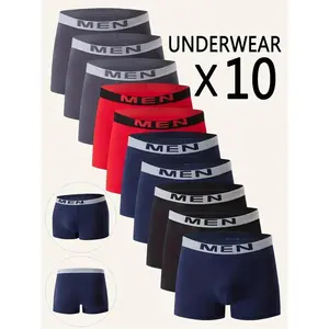 10pcs Men's Cool Boxer Briefs, Men's Letter[MAN] Waistband Design, Breathable Comfortable Boxer Shorts, Elastic Sports Shorts, Men's Casual Underwear Daily Bottoms, Lightweight Comfortable Underpants, a best gift for him