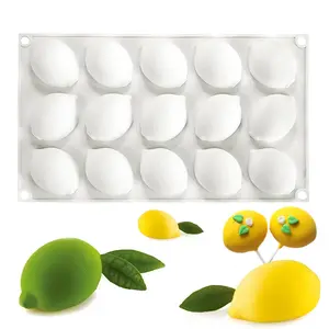 Silicone Lemon Mold, 15-Cavity Fruit Shape Baking Tray for Desserts, White