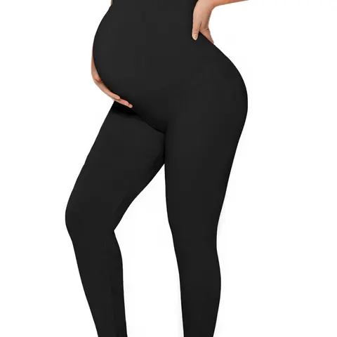 Maternity Solid High Waist Leggings, Casual Comfy Breathable Skinny Pants for Pregnancy & Postpartum, Maternity Bottoms for All Seasons, Maternity Clothing, Maternity Clothes, Maternity Apparel