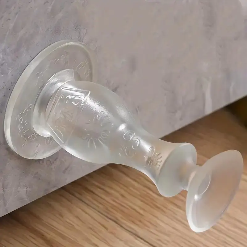 Clear Silicone Door Stopper, Punch Free Door Stopper, Wall & Floor Protector, Easy To Install Door Hardware for Bathroom Door, Door Slam Stopper