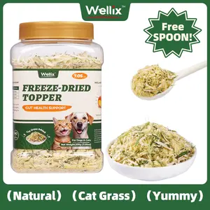 Wellix 7.5oz Dog & Cat Food Topper - Chicken, Egg Yolk, Cat Grass | Freeze Dried Chicken Formula | Low Calorie | Support Hairball Control & Gut Health | Natural, Nutritious, Yummy
