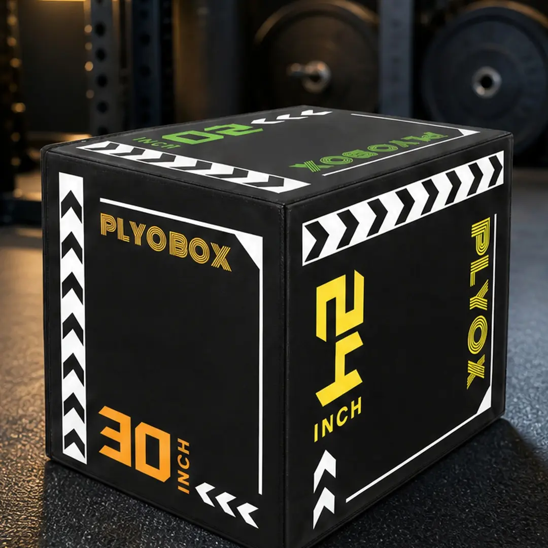 3-in-1 Foam Plyometric Jump Box, 20/24/30 Inch Adjustable Height, High-Density EPE Core with Non-Slip PVC Cover, Soft Plyo Box for HIIT, CrossFit, Home Gym, Rehab, and Functional Fitness Training, Black, Black Color Options, PVC Material