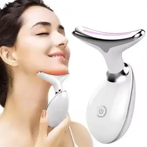 Electric Facial Massager, 1 Set Rechargeable Facial & Neck & Eye Massage Tool with LED Light, Professional Facial Massage Tool for Women, Skin Care Tools