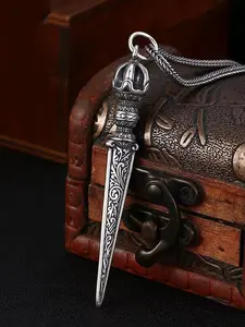 Ancient Vajra Pendant Necklace for Men, Feng Shui Protection Jewelry, Rotatable Bead Charm, Unique Craftsmanship Exquisite Jewelry Gift