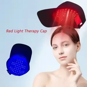 Rechargeable LED Red Light Therapy Relaxing Hat with Hair Care Function, Vibration Brim Cap, Head Massager Travel Essential, USB Battery Included