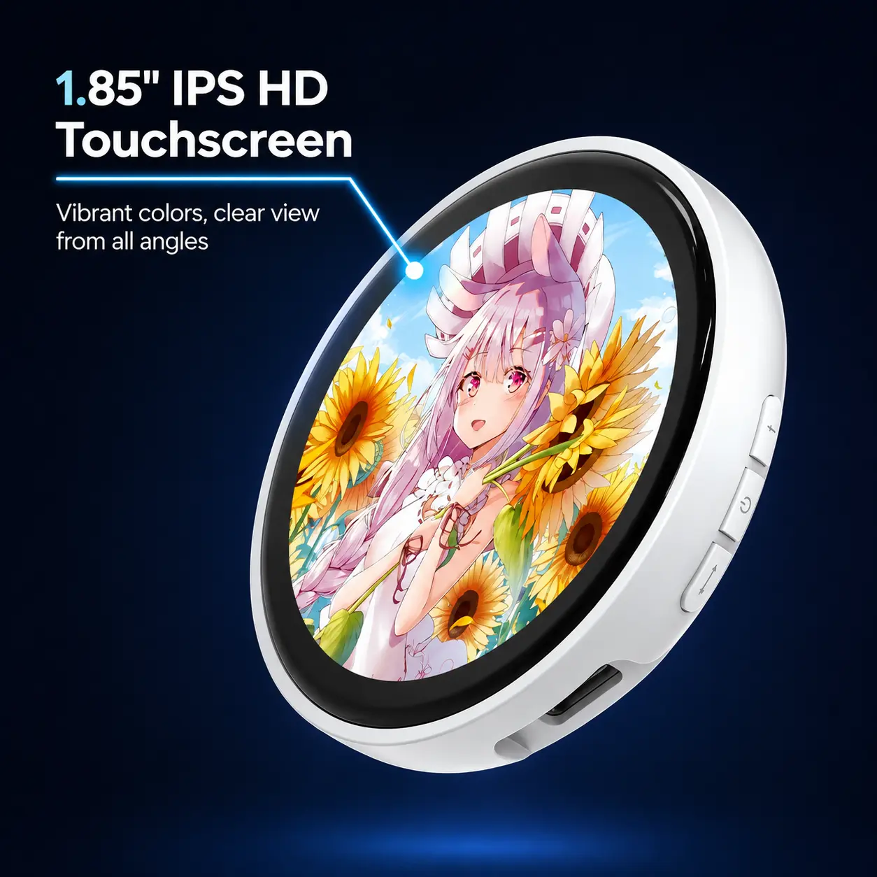 1.85" Screen HD Touchscreen Rechargeable Smart Digital Badge Pin - Unisex Cartoon E-Badge with 4 Display Modes, Video/GIF Display, Lightweight Pixel Name Tag, Electronic Button, Traditional Pin Backing for Casual Daily Cosplay