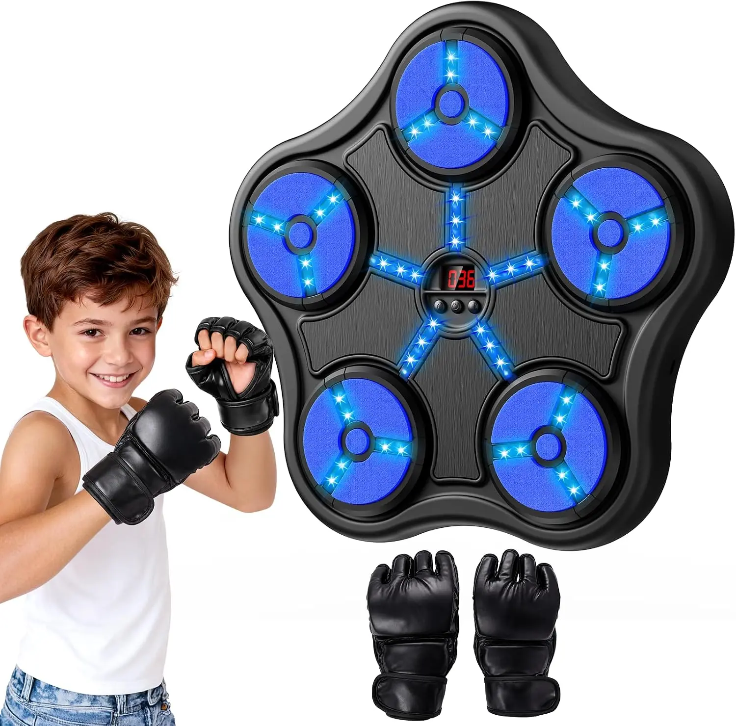 Boxing Machine Sport Toy for Kids and Adults, Boxing Gloves Included | Wall-Mounted Smart Bluetooth Punching Bag, Music Boxing Training Equipment, Birthday Gifts for 6-15 Year Old Kids
