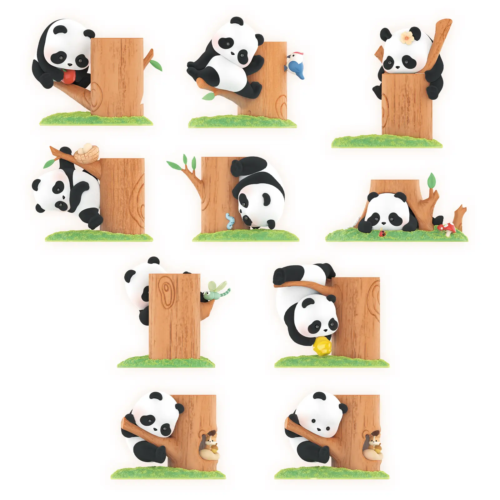 52TOYS Pandaroll Fruit Tree Climbing Action Figure Collectible Toy Kawaii Creative Gift Room Decor Desktop Decoration Gift for Birthday Party