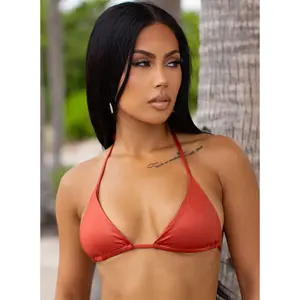 'Pearl Cabana Club x Salty Mermaid' Triangle Bikini Top | Spicy Orange