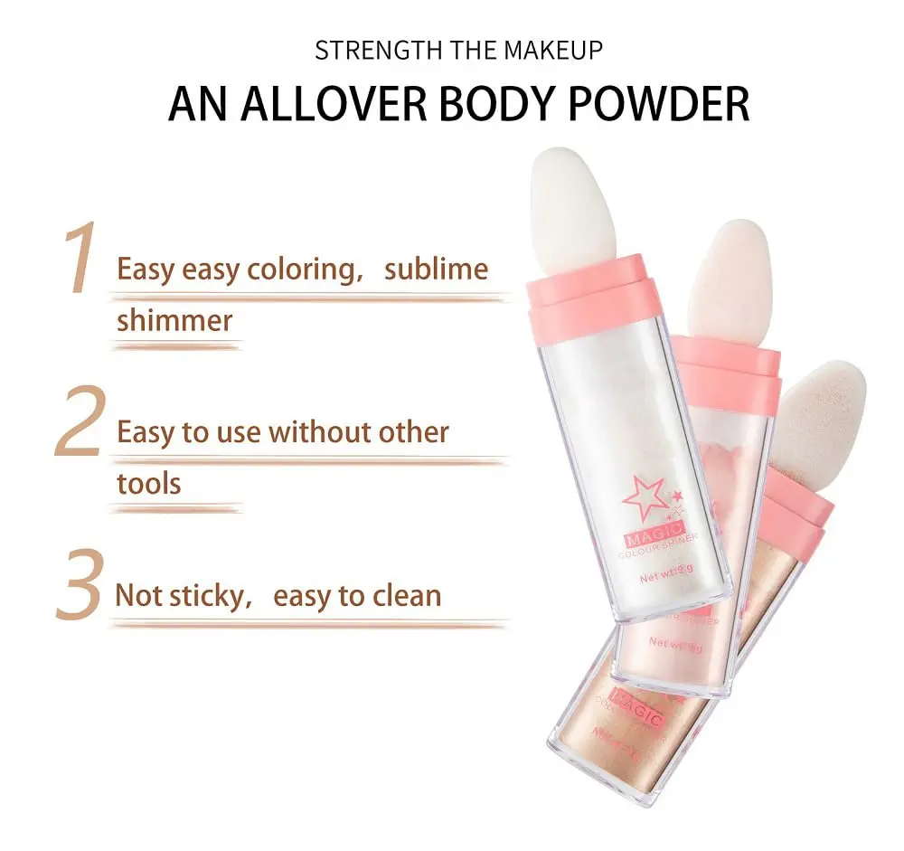 Glitter Powder Highlighter Makeup - Body & Face Brightening 3D Blusher, Patting Powder Highlighter, Shade 01# White Moonbeam