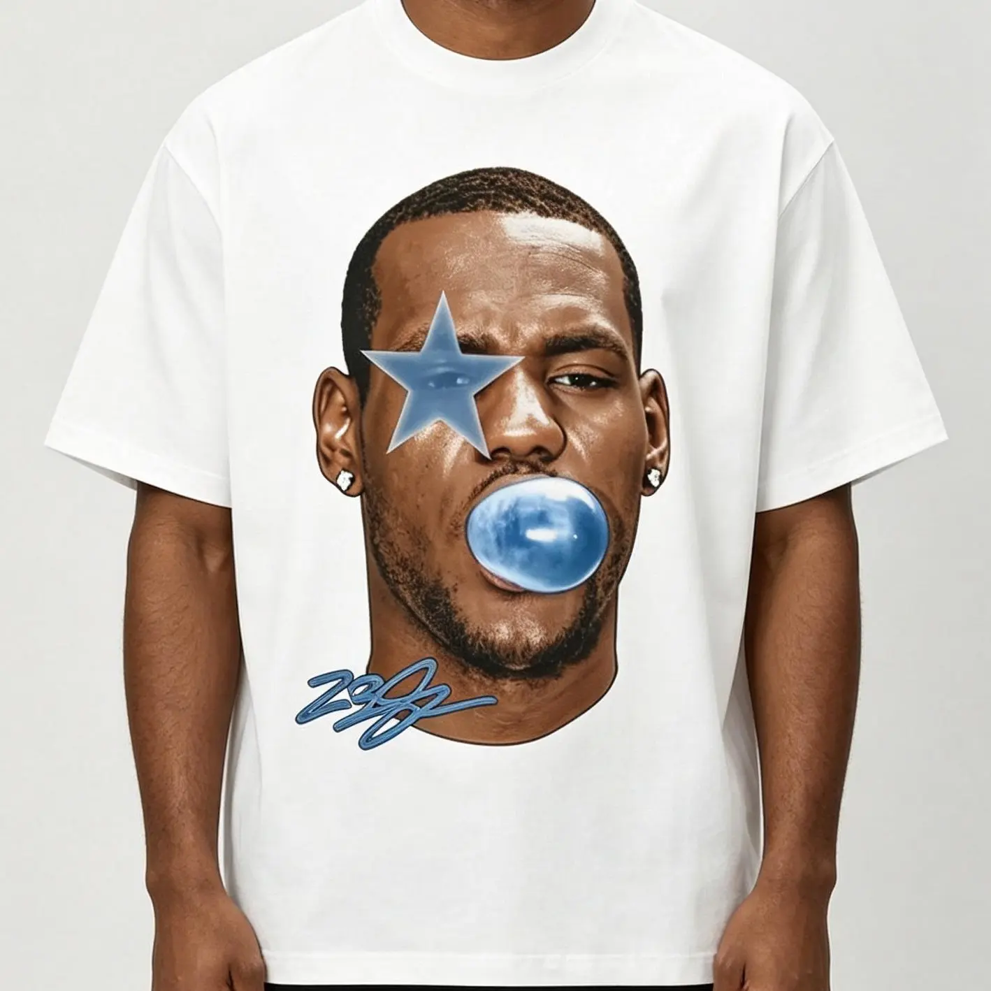 James Bubble Gum Graphic T-Shirt, Basketball Legend Inspired Vintage Y2K Tee, Retro Streetwear Short Sleeve Shirt, Casual Summer Top for Men, Sports Fan Gift